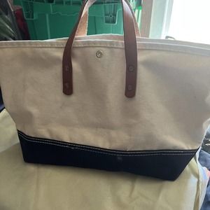 Vtg Ralph Lauren RL Paint Canvas leather strap tote bag RARE